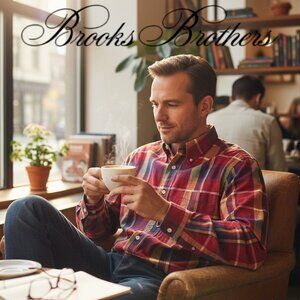 Brooks Brothers 346 Red Plaid Button Down Shirt Mens Medium Cotton